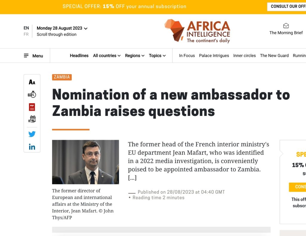 Decline Recognition Of New French Ambassador To Zambia Amb. Emmanuel