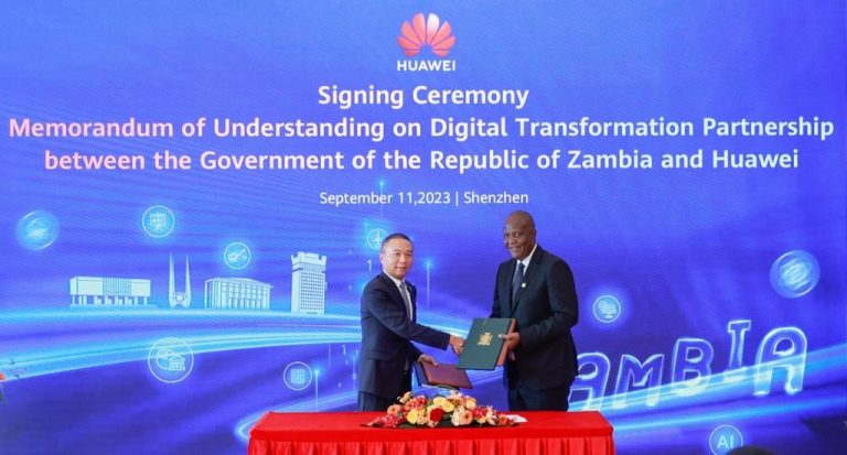 Zambian Government Signs MoU with Huawei to Promote Digital Transformation