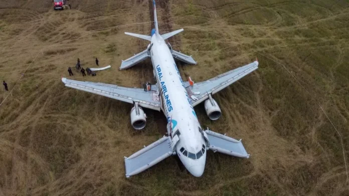 Russian plane forced to land in maize farm