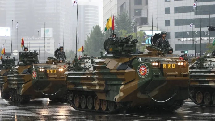 South Korea displays missiles, drones, and tanks in uncommon military parade