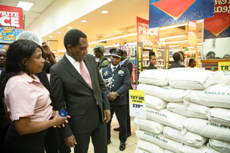President Hichilema Take A Visit Shoprite Stores Checking The Prices Of Essential Commodities Including Mealie Meal