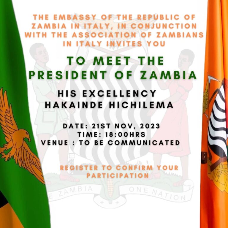 President Hichilema Cancels Meeting With Zambians In Italy