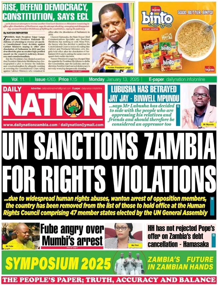 Zambia Removed from the United Nations Human Rights Council – Amb. Emmanuel Mwamba
