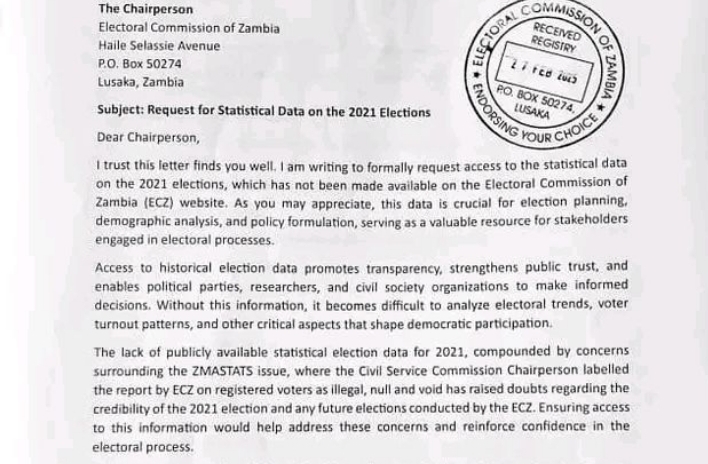 Request for Statistical Data on the 2021 Elections- Ephraim Shakafuswa