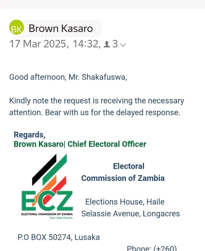 ECZ CEO RESPONDS TO SHAKAFUSWA