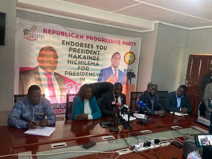 REPUBLICAN PROGRESSIVE PARTY (RPP) OFFICIALLY ENDORSES PRESIDENT HAKAINDE HICHILEMA FOR 2026 ELECTIONS