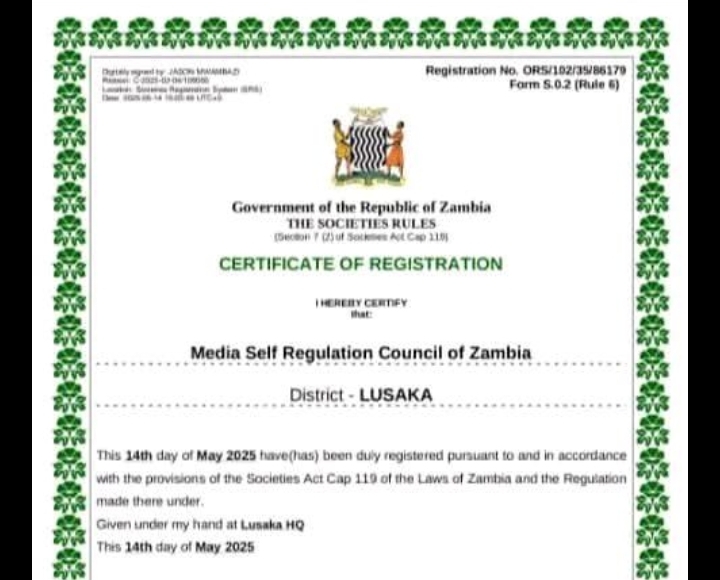 MSCZ COMMENDS GOVERNMENT FOR ITS FULL REGISTRATION AND RECOGNITION
