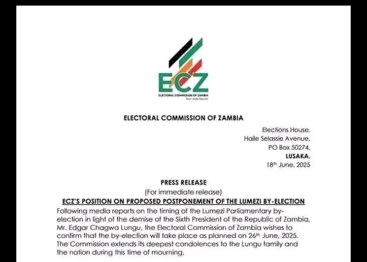 ELECTIONS WILL GO AHEAD IN LUMEZI PARLIAMENTARY BY-ELECTION BECAUSE 90 DAYS IS 90 DAYS – ECZ