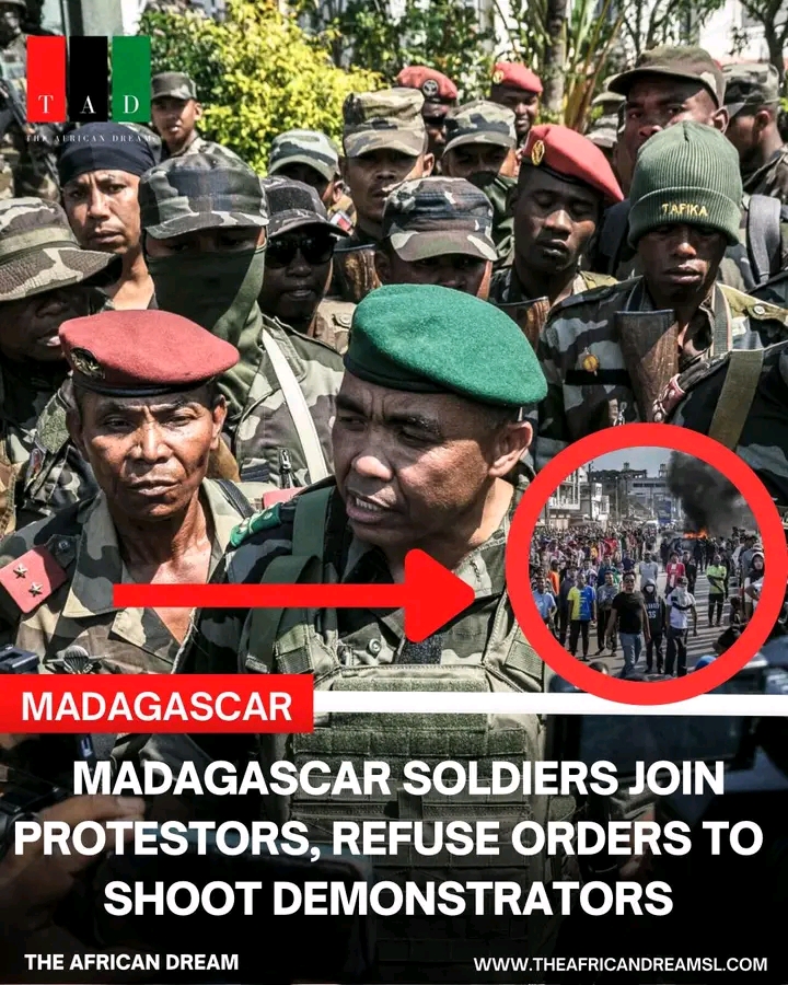 Madagascar soldiers join protestors, refuse orders to shoot demonstrators.