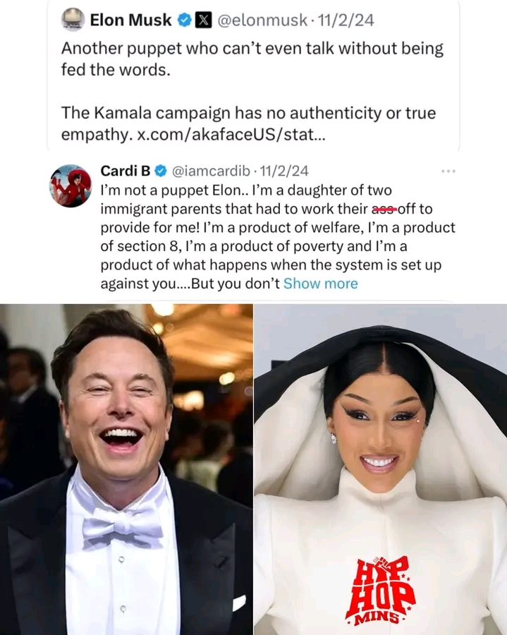 Throwback to when Elon Musk made fun of Cardi B for supporting Kamala Harris