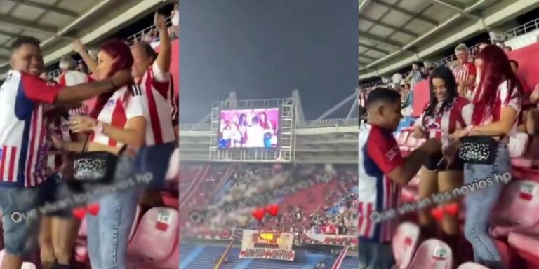 VIDEO: Man proposed to his two girlfriends during a live football match