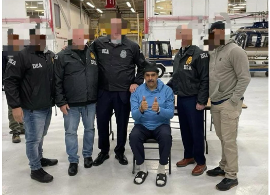 US releases pictures of handcuffed Venezuelan president Nicolás Maduro after landing in New York