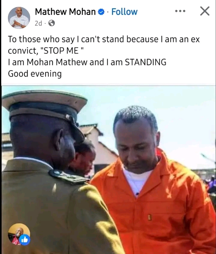 Can Mathews Mohan stand for an elective public office? Yes he can because he received a full pardon- Amb. Emmanuel Mwamba