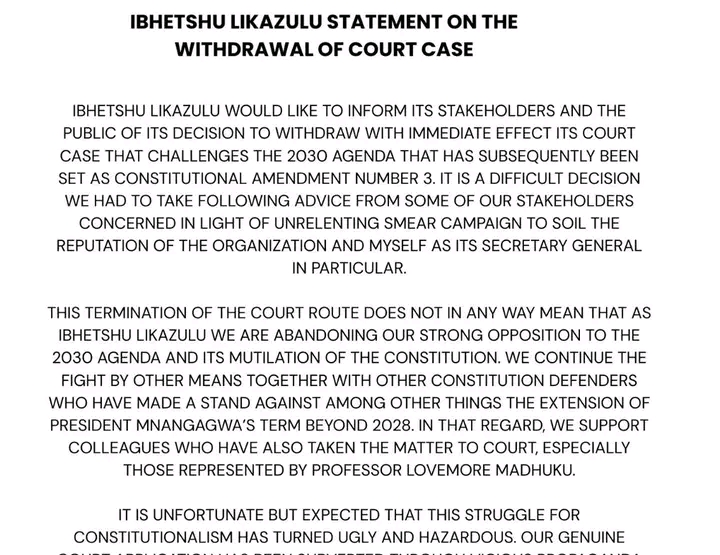 Pressure Group Backs Down in Mnangagwa Term-Limit Court Fight