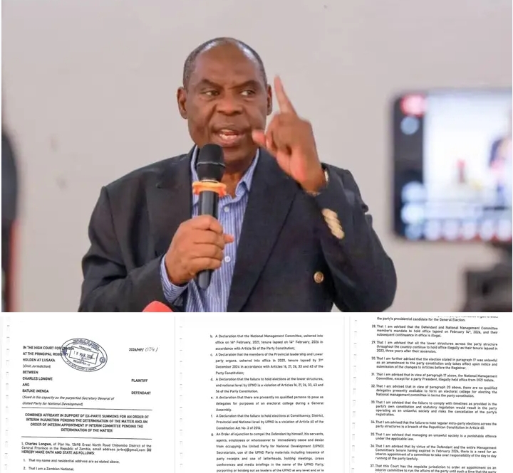 CHARLES LONGWE TAKES UPND TO COURT
