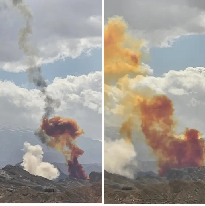 U.S. and Israel Launch Airstrikes on IRGC Missile Site, Toxic Orange Plume Rises Over Central Iran