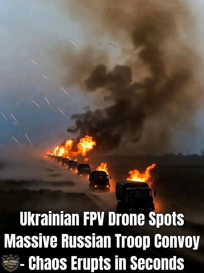 Ukrainian FPV Drone Spots Massive Russian Troop Convoy – Chaos Erupts in Seconds