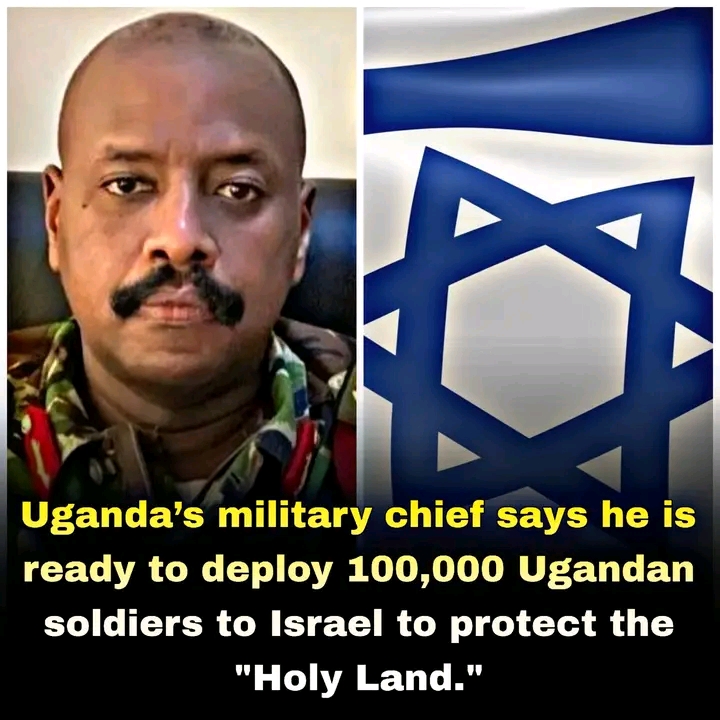Uganda’s Chief of Defence Forces, General Muhoozi Kainerugaba, declares readiness to deploy 100,000 Ugandan soldiers to Israel to protect the “Holy Land.”