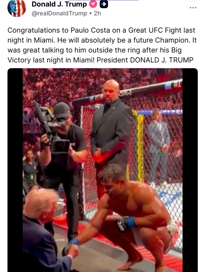 Trump Hails Paulo Costa as Future UFC Champion After Dominant Knockout Win