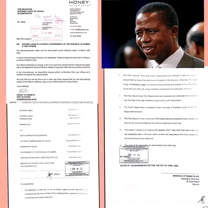 MAKEBI IS LYING: South African Supreme Court Of Appeal has not granted any orders. Lungu family have gone back to High Court