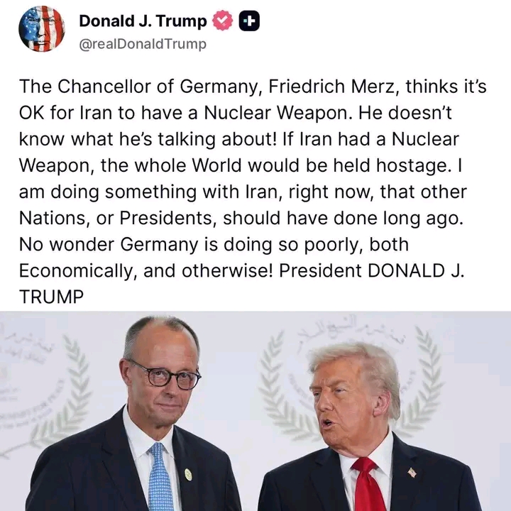 Trump Slams Weak German Chancellor for Defending Nuclear Iran