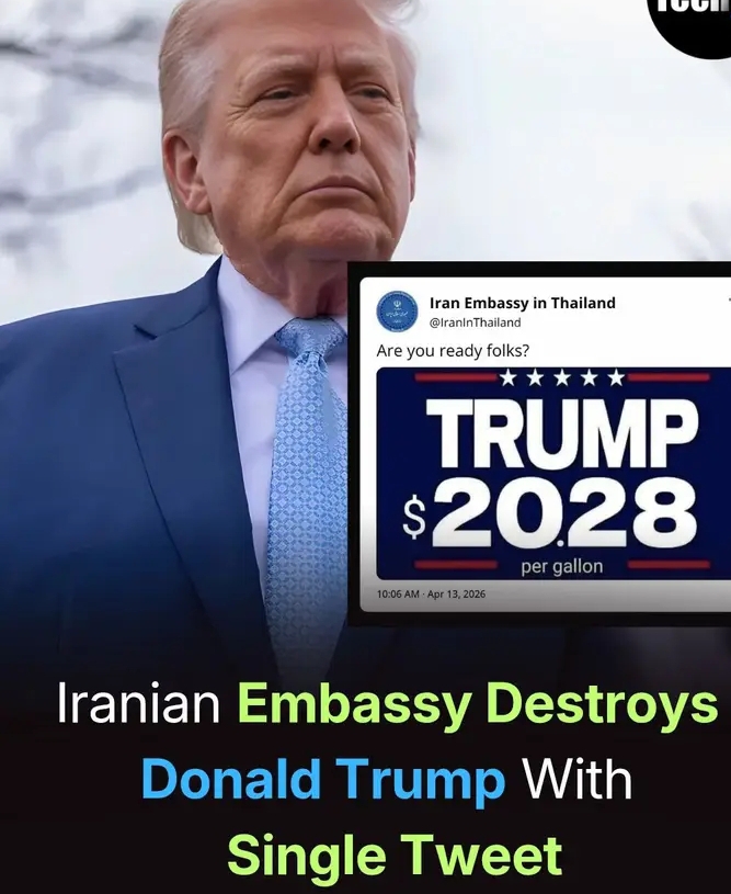Iranian Embassy in Thailand turned one of Donald Trump’s campaign-style posters into a viral gas-price meme