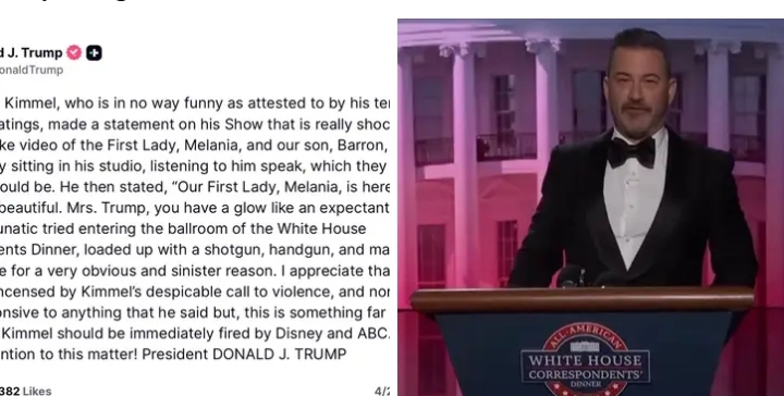 Trump and Melania Demand ABC Fire Jimmy Kimmel After WHCD Shooting