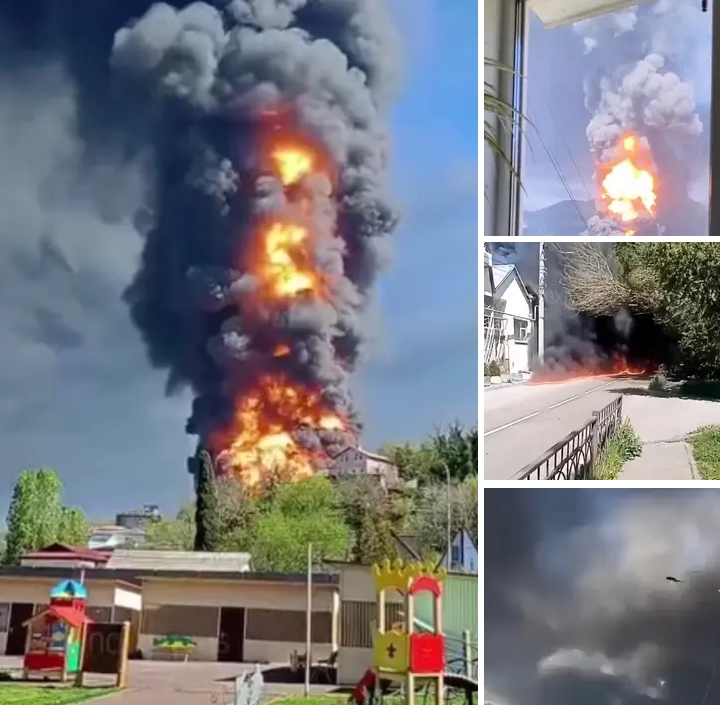Ukraine strikes Russian oil refinery again, massive blaze triggers “black rain” emergency