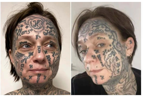 Woman ‘forced’ to get partner’s name tattooed 250 times over her face and body 