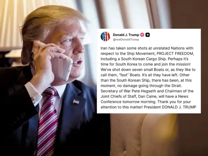 Trump claims Iran targeted shipping, calls on South Korea to join mission