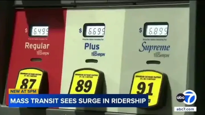 CALIFORNIA GAS PRICES TOP $6.20 IN LOS ANGELES — RESIDENTS FORCED ONTO PUBLIC TRANSIT