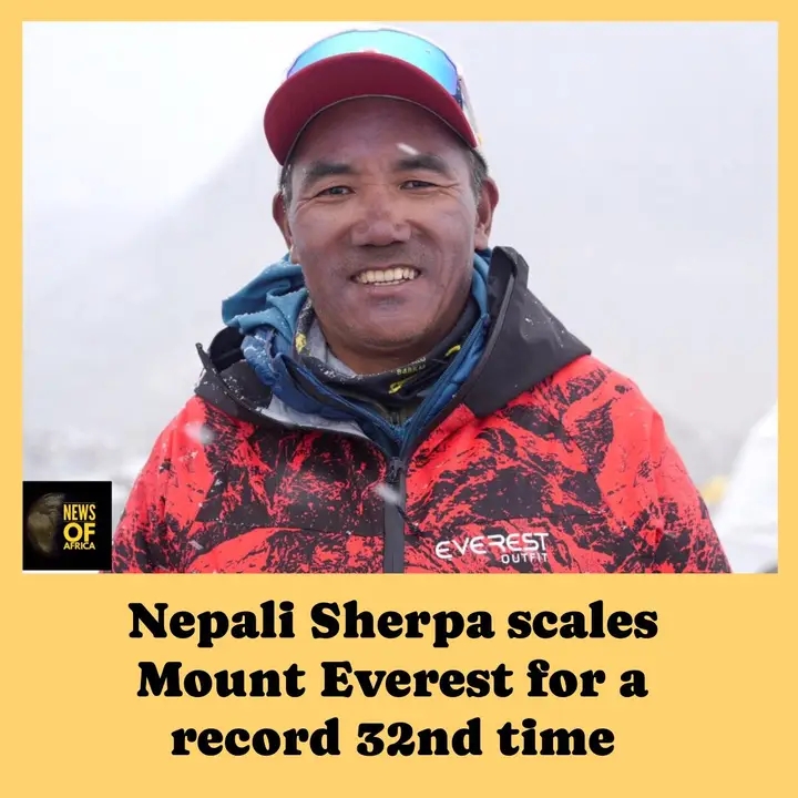 A renowned Nepali Sherpa guide scaled Mount Everest for the 32nd time on Sunday, an official said, smashing his own record set last year