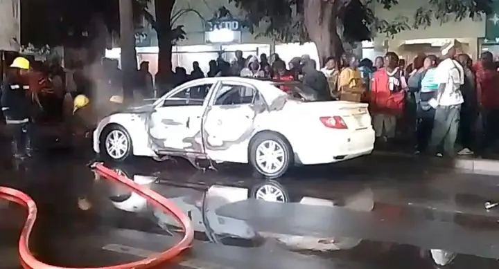 Mark X catches fire while on the move, driver rushed to Hospital