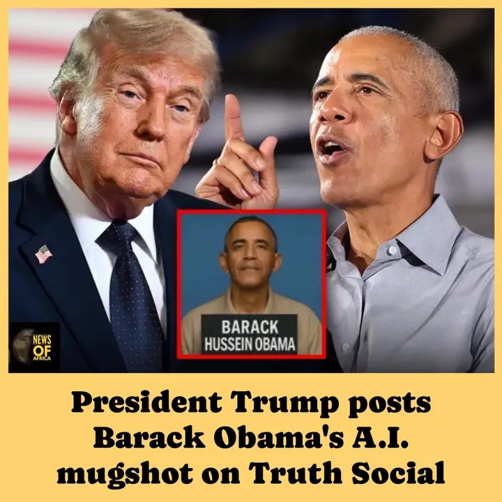 President Trump posts Barack Obama’s A.I. mugshot on Truth Social