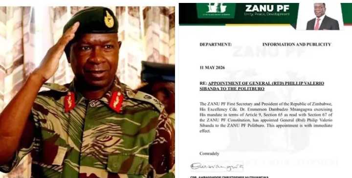 MNANGAGWA SHAKES UP POWER BALANCE, GENERAL SIBANDA STORMS INTO TOP ZANU-PF RANKS