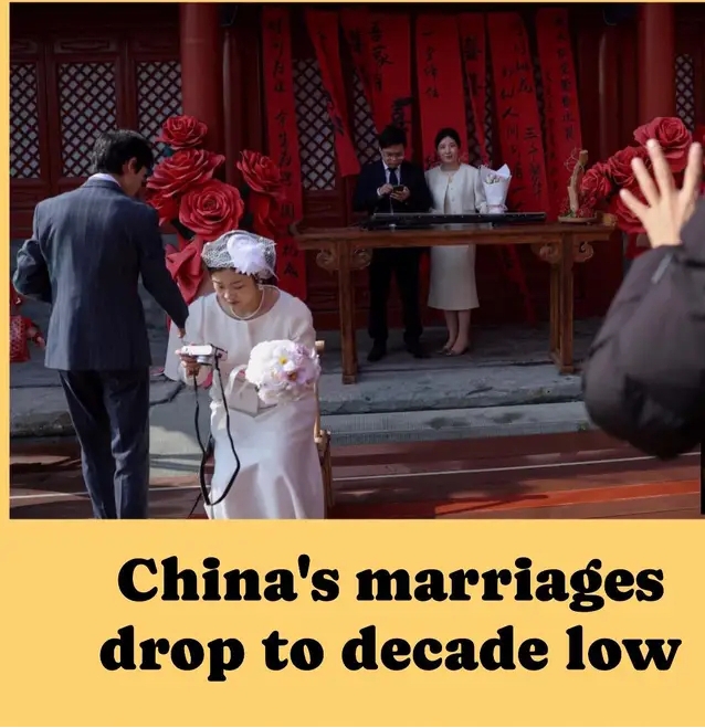 Marriage registrations in China fell 6.2% year on year in the first quarter and are ‌about half 2017 levels