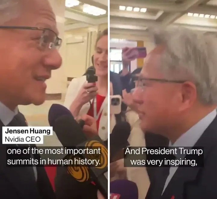 NVIDIA CEO JENSEN HUANG BACKS TRUMP AT BEIJING SUMMIT — CALLS IT ONE OF THE MOST IMPORTANT IN HUMAN HISTORY