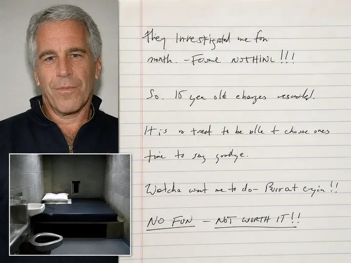 Jeffrey Epstein’s purported suicide note is finally released after being sealed for nearly seven years — and the words are chilling.