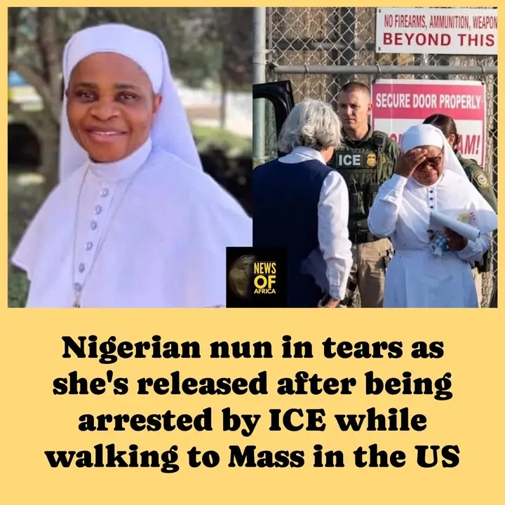 Nigerian nun in tears as she’s released after being arrested by ICE while walking to Mass in the US