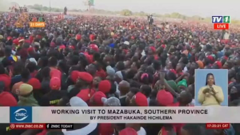 VIDEO: MAZABUKA CROWD RAISES HANDS WHEN ASKED IF THEY WILL FOLLOW GARY NKOMBO BY HICHILEMA