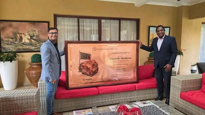 KCM Pays Courtesy Call on President Hichilema, Presents Commemorative Copper Plaque