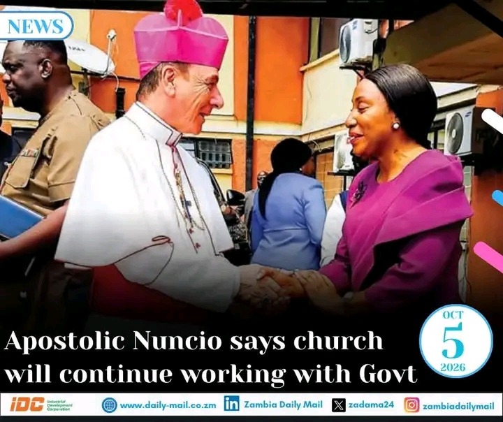 THE POPE REPRESENTATIVE, SAYS THE CHURCH WILL CONTINUE WORKING WITH GOVT. MEANWHILE ARCH. CHAMA HAS BEEN SUMMONED TO VATICAN