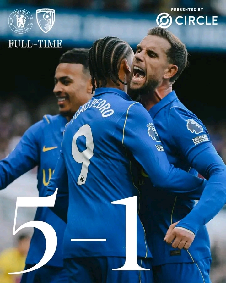 CHELSEA THRASH BOURNEMOUTH 5-1 IN PREMIER LEAGUE SHOWDOWN