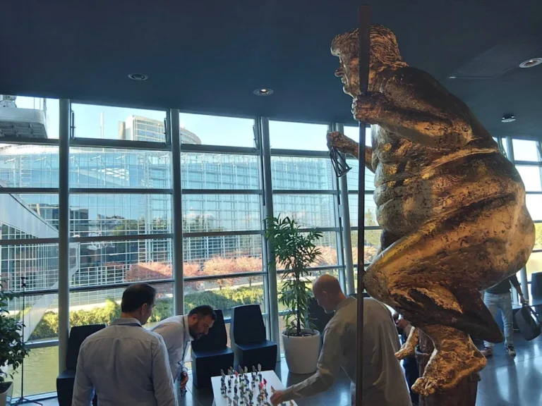 N@k£d Trump statue goes on display at European Parliament building
